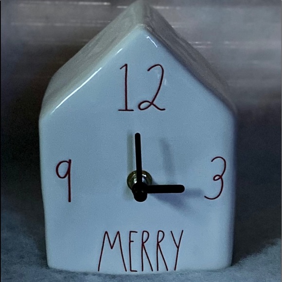 Rae Dunn White & Red Ceramic Merry House Clock - NWT - Picture 4 of 10